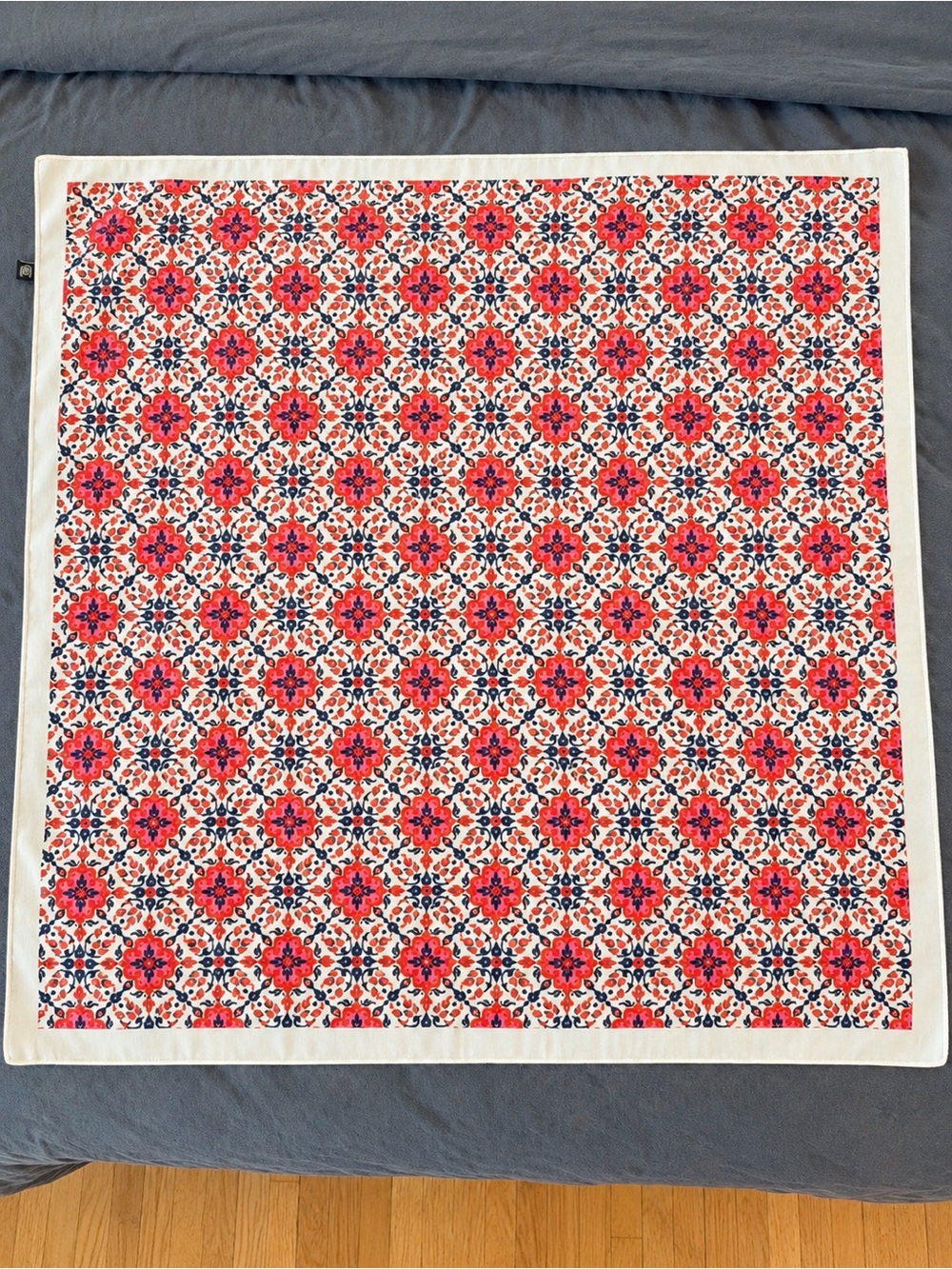 J.Crew Floral Square Scarf Coral Navy Pink White